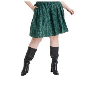 Ava & Viv Green Snake Print Skirt 4X Elastic Waist Lightweight Flowy Design